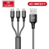 Καλώδιο USB Φόρτισης Και Μεταφοράς Δεδομένων Earldom EC-IMC017 3 In 1 Carbon 1.2m 1 Τεμάχιο