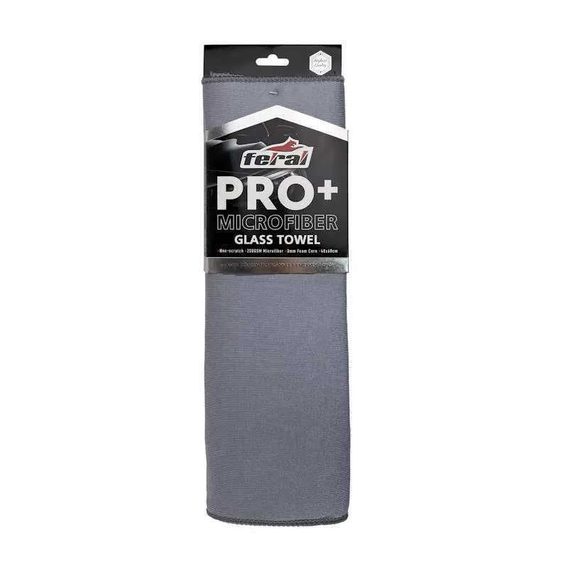 Πετσέτα Microfiber Τζαμιών Feral Pro Plus 40X60cm 250gsm Σκούρο Γκρί