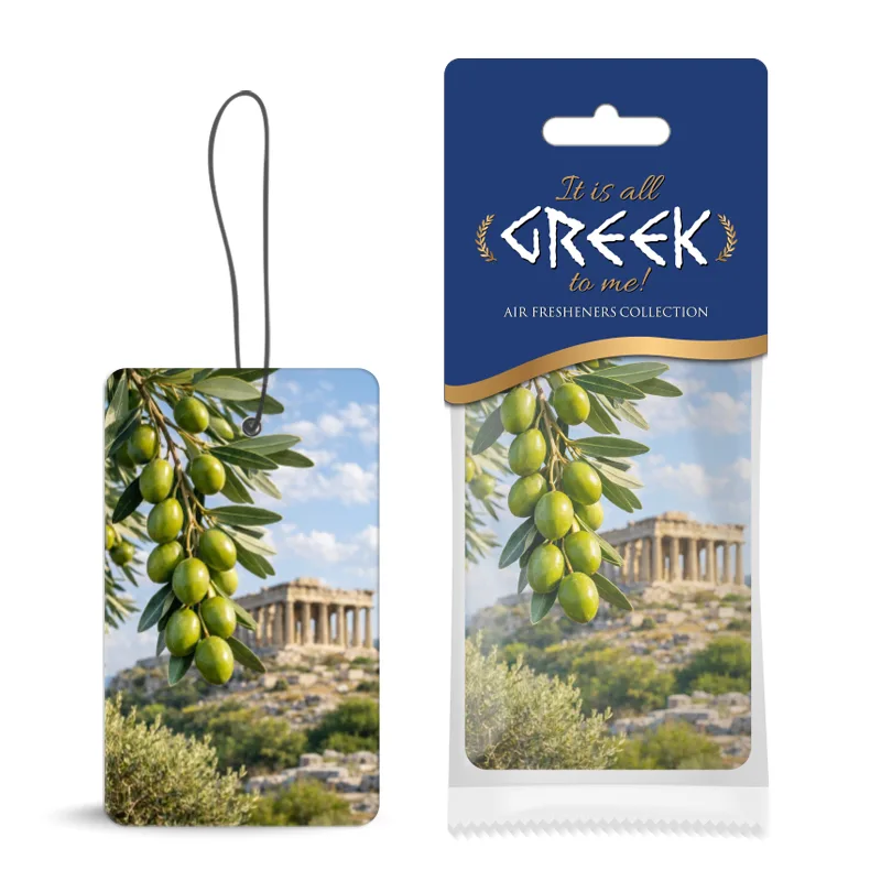 Αρωματικό Αυτοκινήτου Κρεμαστό It's All Greek To Me! Collection Olives Με Άρωμα Coco 1 Τεμάχιο