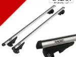 Μπάρες Οροφής Αλουμινίου Universal Rackit RK004-120cm Railing System Σετ Με Πόδια Και Κλειδαριά Οβάλ Ασημί 2 Τεμάχια